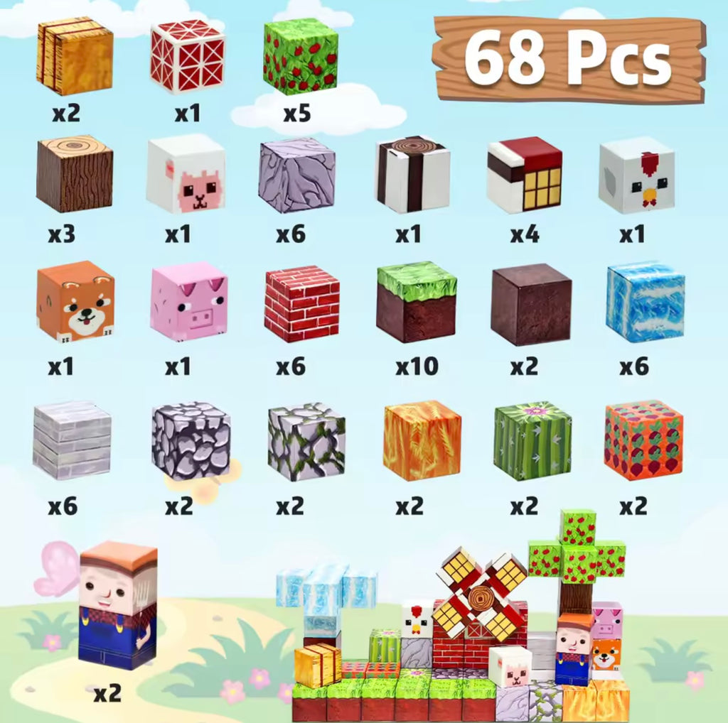 Bloques magneticos edicion granja 68pcs