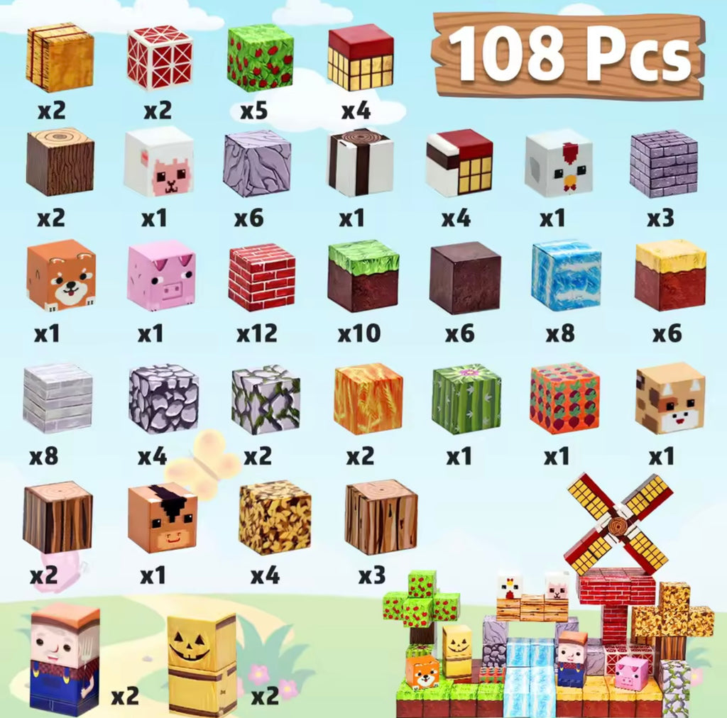 Bloques magneticos edicion granja 108pcs
